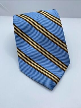Brooks Brothers Light Blue Tie with Brown and Cream Diagonal Stripes